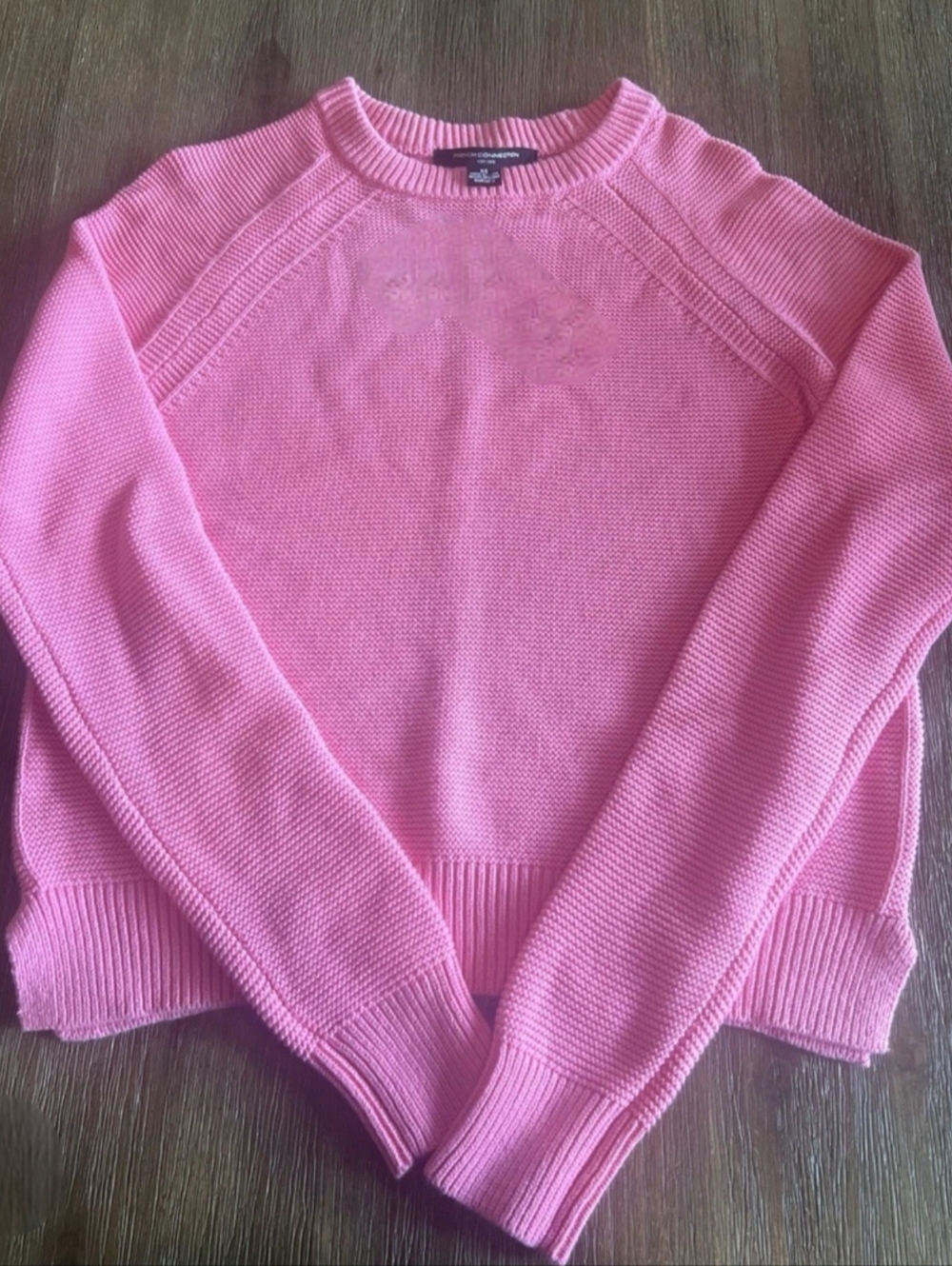 FRENCH CONNECTION Lilly Mozart Cropped Sweater Pink Crewneck Women's Sweater - Picture 9 of 9